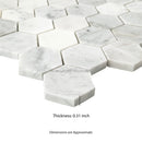 Carrara White Hexagon 12"x12" Polished Marble Mesh-Mounted Mosaic Floor and Wall Tile 2" Hexagon -MSI Collection