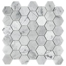 Carrara White Hexagon 12"x12" Polished Marble Mesh-Mounted Mosaic Floor and Wall Tile 2" Hexagon -MSI Collection