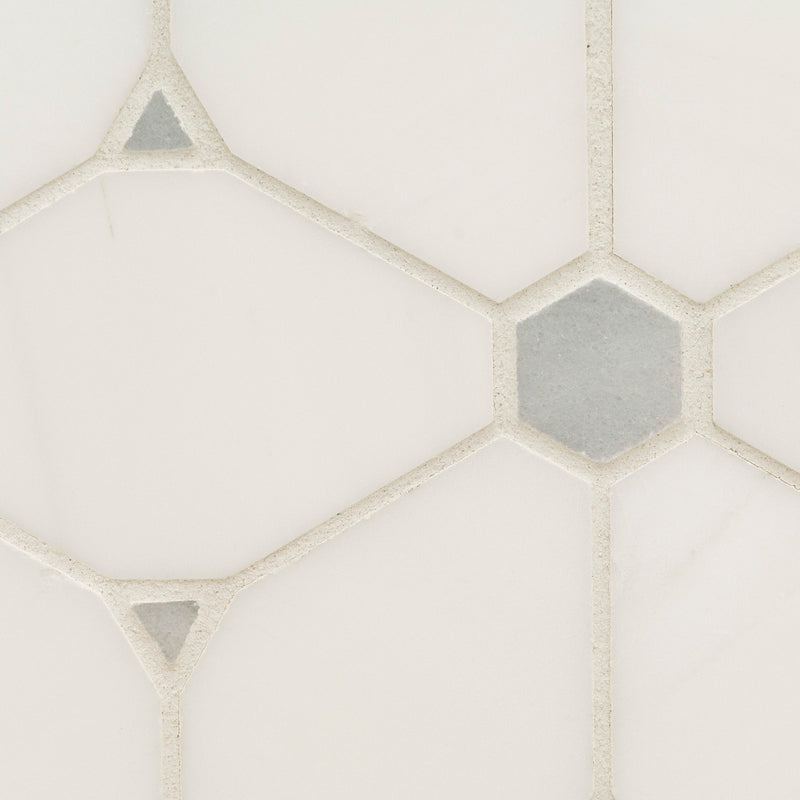 Cecily Grigio 10.83"x12.60" Polished Marble Mesh Mounted Mosaic Tile - MSI Collection product shot closeup view