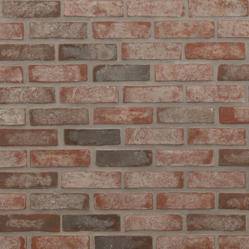 Noble Red 2.25"x10.75" Tumbled Clay Brick Look Corner Wall Tile - MSI Collection product shot wall view