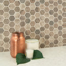 Driftwood hexagon 11.02 in x 12.75 in glass meshmounted mosaic tile SMOT-GLSIL-DRIFT6MM kitchen utensils view