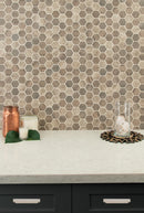 Driftwood hexagon 11.02 in x 12.75 in glass meshmounted mosaic tile SMOT-GLSIL-DRIFT6MM kitchen utensils view 4