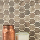 Driftwood hexagon 11.02 in x 12.75 in glass meshmounted mosaic tile SMOT-GLSIL-DRIFT6MM kitchen utensils view 2