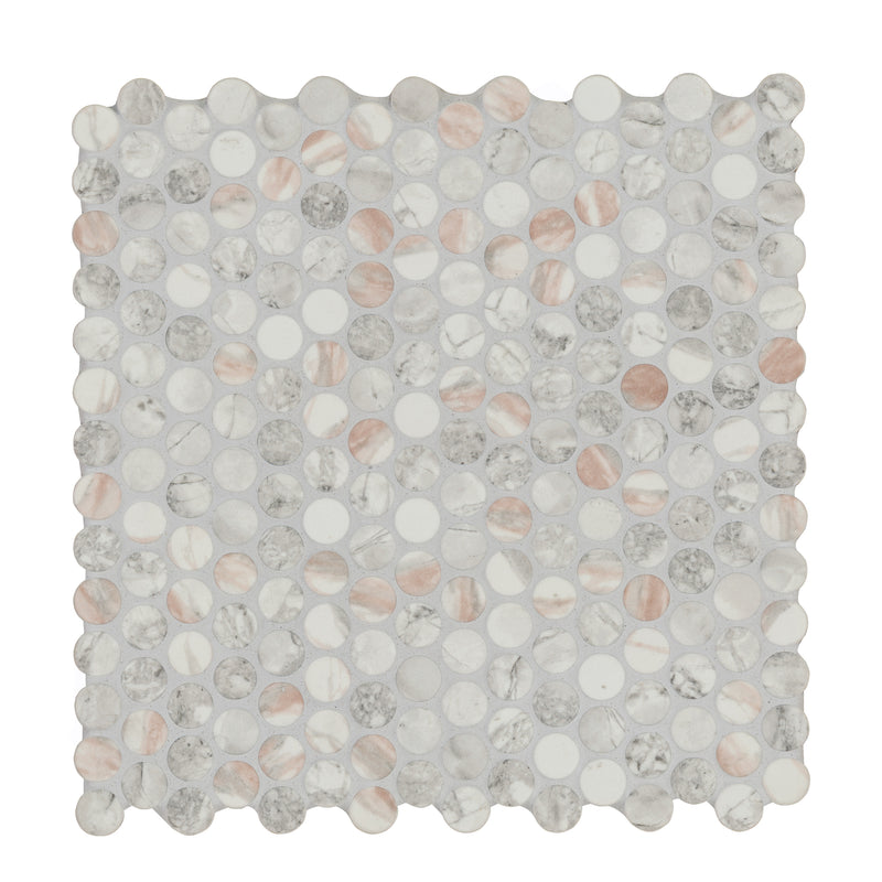 Briar Rosa Pennyround 12"x12" Matte Glass Floor and Wall Tile - MSI Collection
