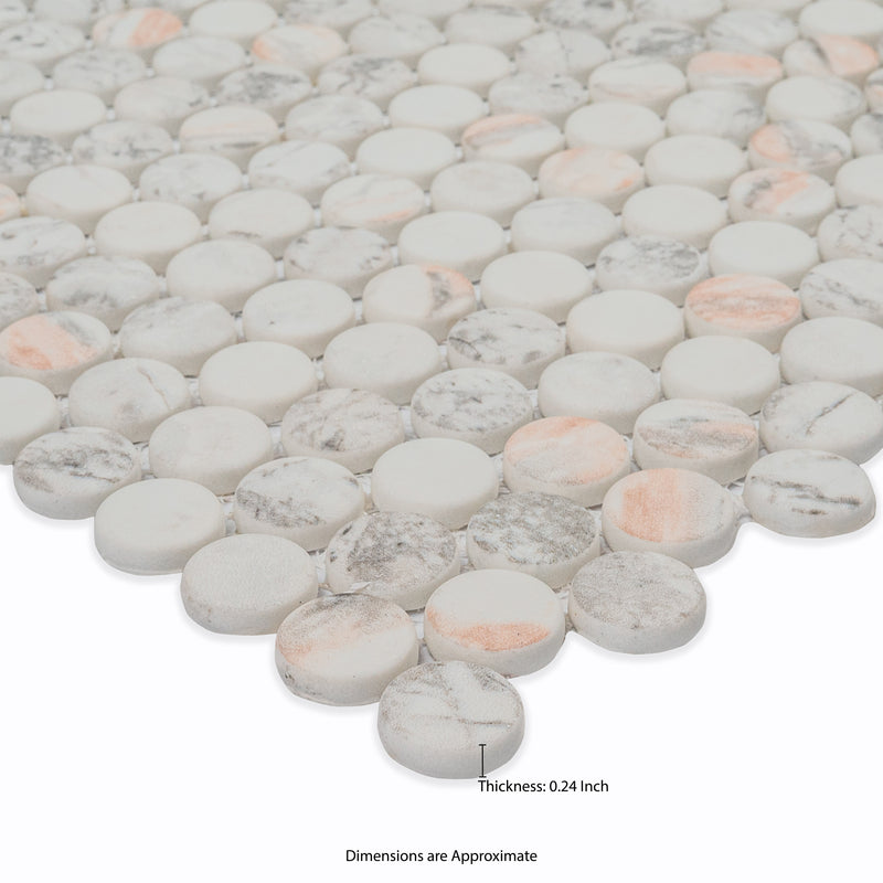 Briar Rosa Pennyround 12"x12" Matte Glass Floor and Wall Tile - MSI Collection