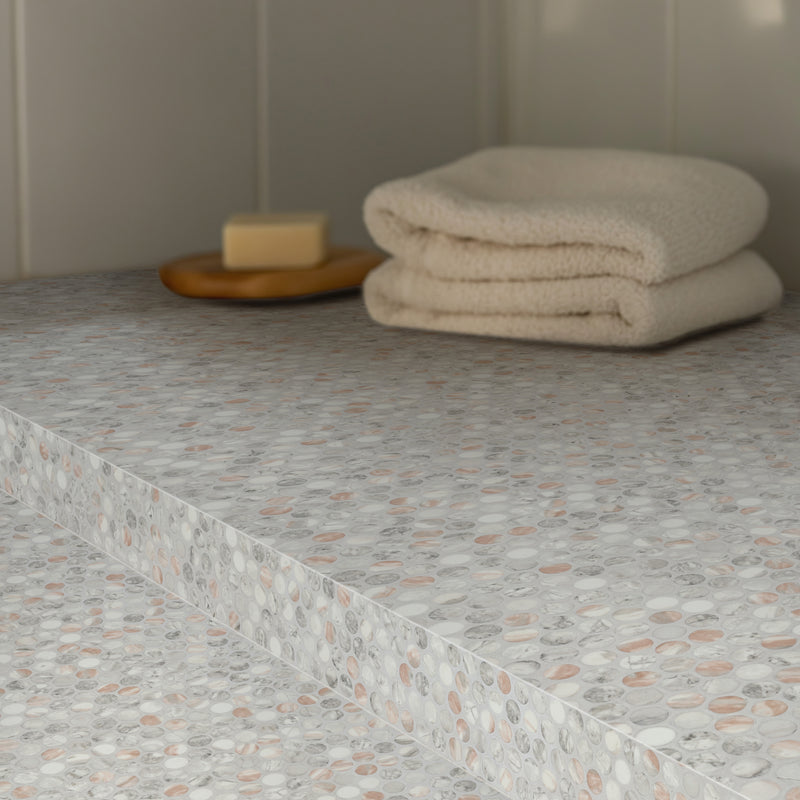 Briar Rosa Pennyround 12"x12" Matte Glass Floor and Wall Tile - MSI Collection