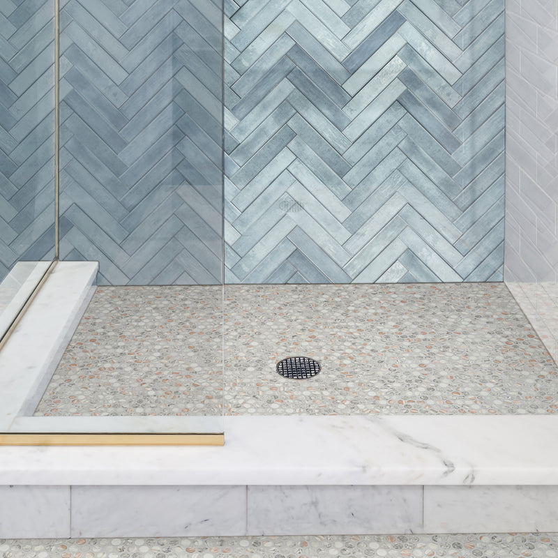 Briar Rosa Pennyround 12"x12" Matte Glass Floor and Wall Tile - MSI Collection