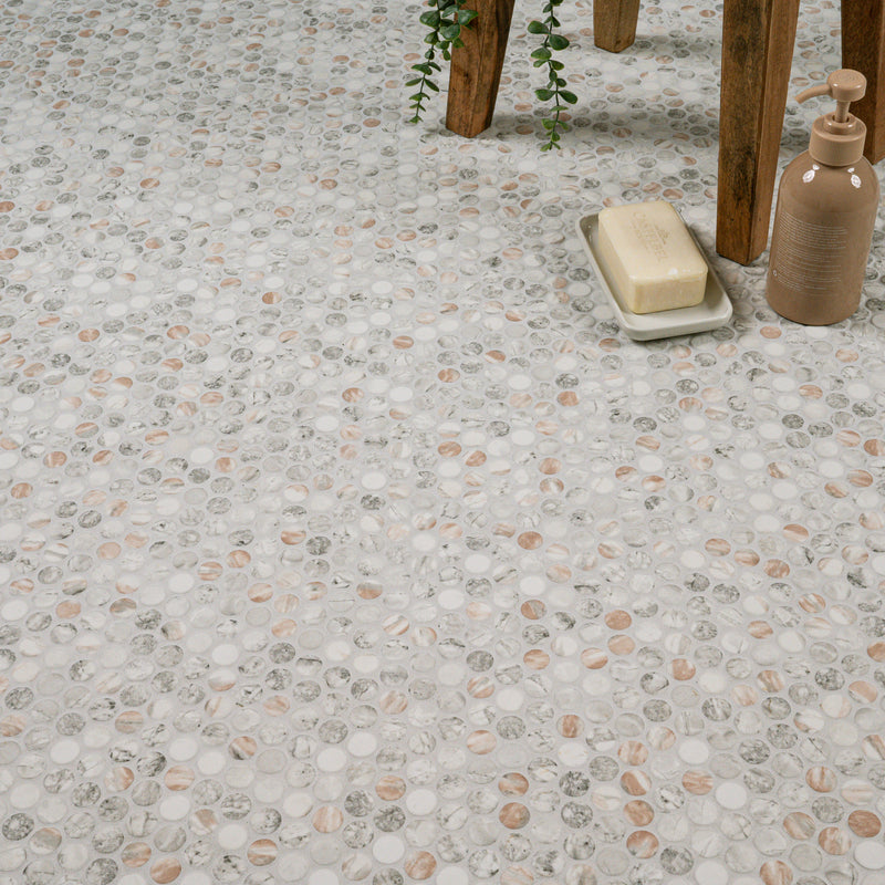 Briar Rosa Pennyround 12"x12" Matte Glass Floor and Wall Tile - MSI Collection