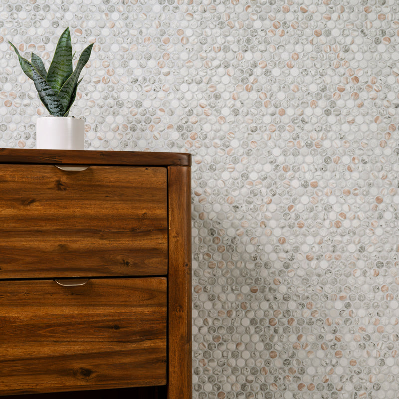 Briar Rosa Pennyround 12"x12" Matte Glass Floor and Wall Tile - MSI Collection