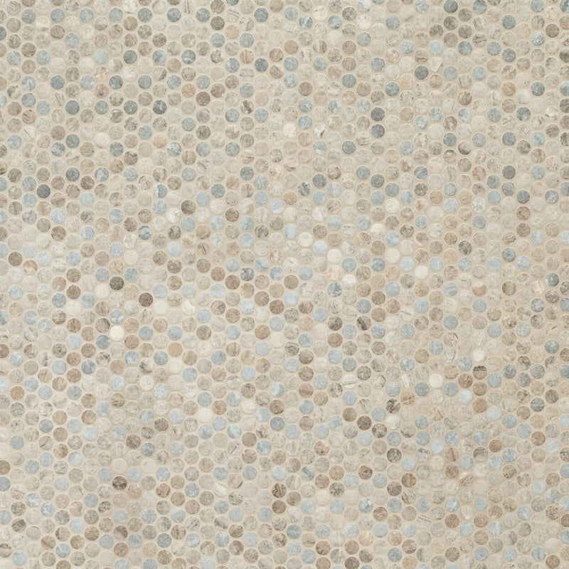 Stonella Penny Round 12''x12'' Glossy Glass Mesh-Mounted Mosaic Tile - MSI Collection product shot wall view 3