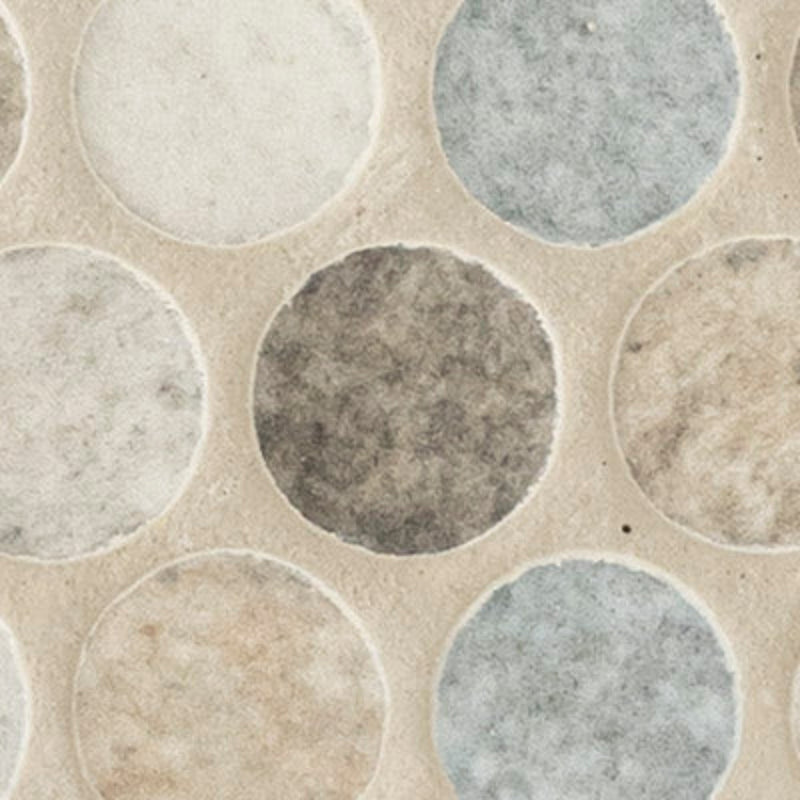 Stonella Penny Round 12''x12'' Glossy Glass Mesh-Mounted Mosaic Tile - MSI Collection product shot closeup view
