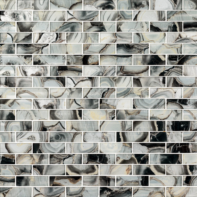 Midnight Agate 12"X12" Matte Glass Mesh-mounted Mosaic Tile - MSI Collection wall view