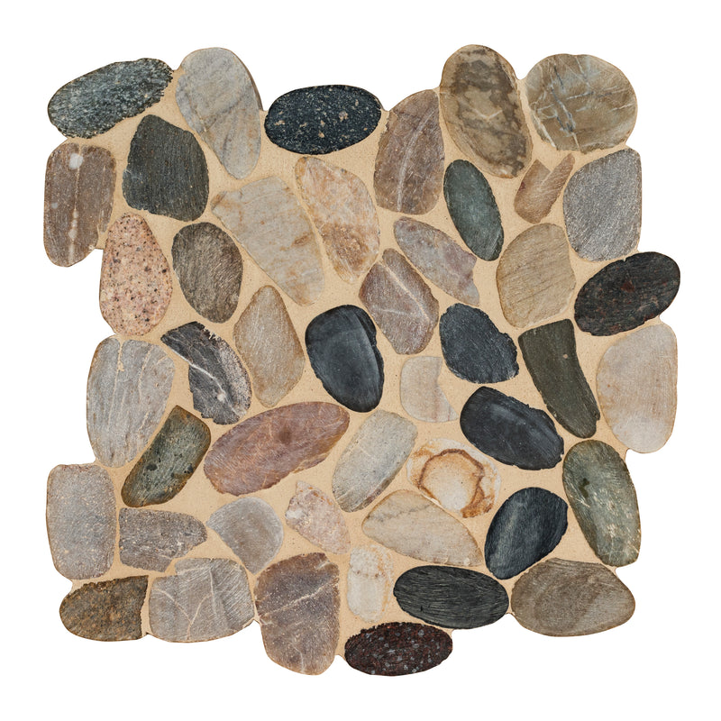 Mix river rock 12X12.2 tumbled quartz mesh mounted mosaic tile SMOT-PEB-MIXRVR mosaic tile 