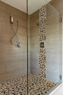 Mix river rock 12X12.2 tumbled quartz mesh mounted mosaic tile SMOT-PEB-MIXRVR bathroom view