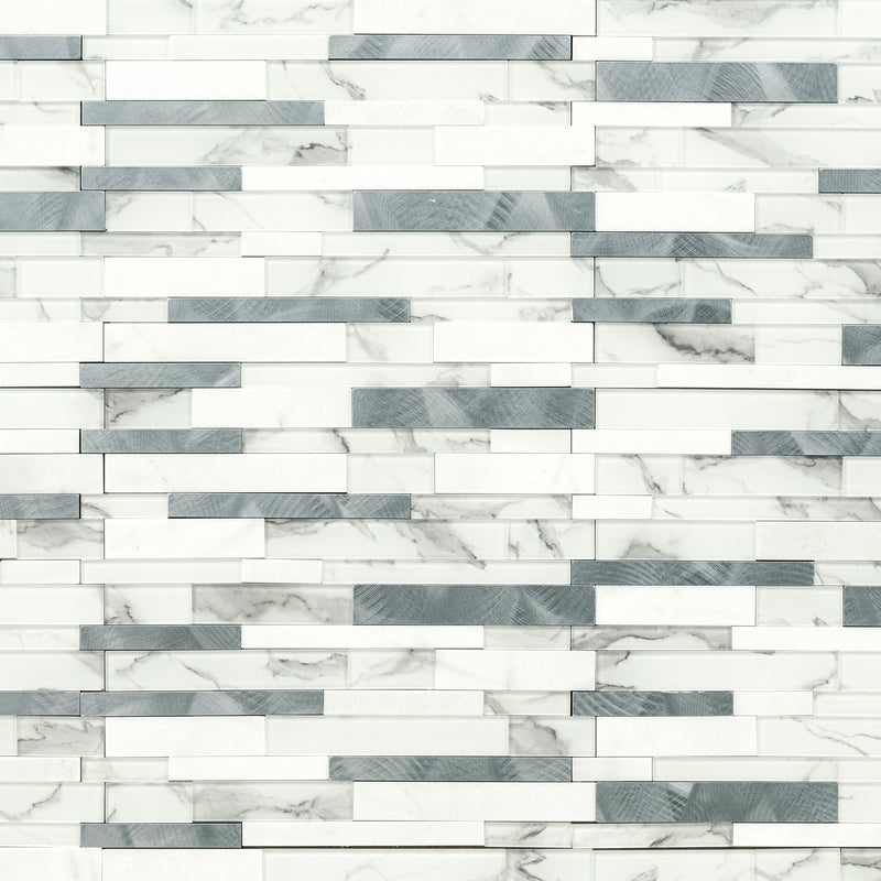 Denali Frost Interlocking 12"x12" Glass Peel and Stick Mosaic Tile - MSI Collection wall view