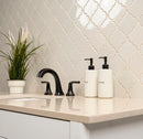 Antique white arabesque 10.83X15.5 glazed ceramic mesh mounted mosaic wall tile SMOT-PT-AW-ARABESQ product shot bath  view