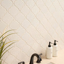 Antique white arabesque 10.83X15.5 glazed ceramic mesh mounted mosaic wall tile SMOT-PT-AW-ARABESQ product shot bath  view