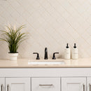 Antique white arabesque 10.83X15.5 glazed ceramic mesh mounted mosaic wall tile SMOT-PT-AW-ARABESQ product shot bath  view 2
