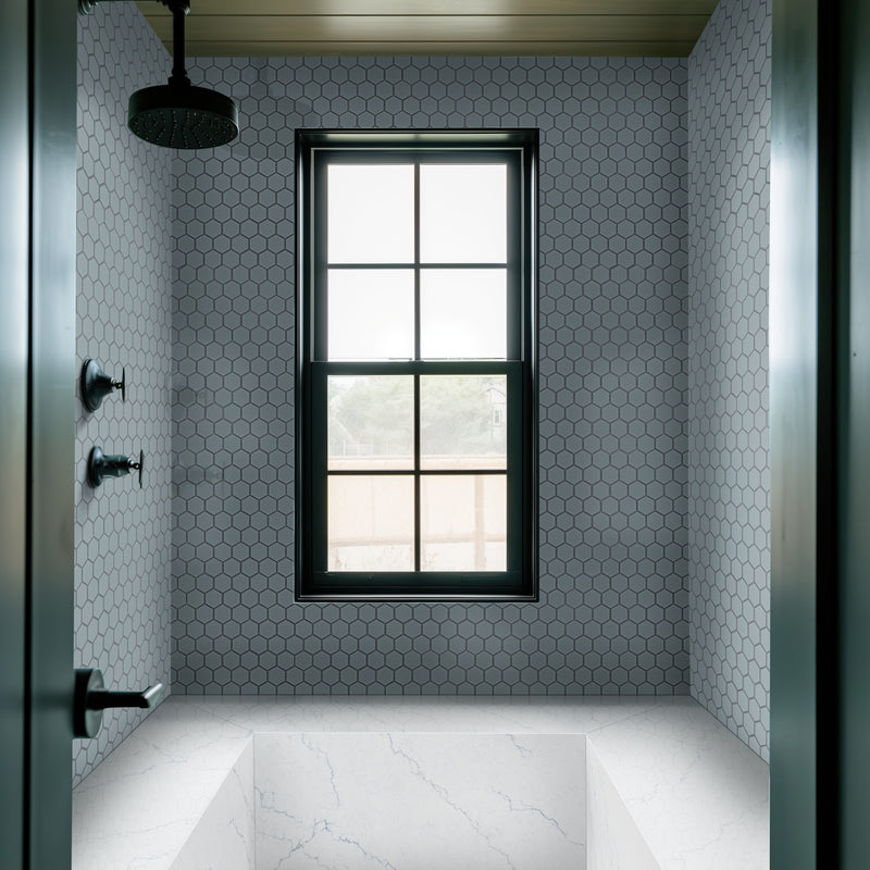 Cielo Azul Hexagon 10"x11" Glossy Porcelain Mosaic Floor and Wall Tile - MSI Collection