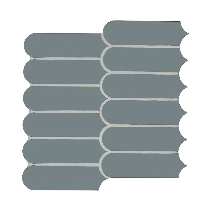 Cielo Azul Scallop 12"x12" Glossy Porcelain Mosaic Floor and Wall Tile - MSI Collection