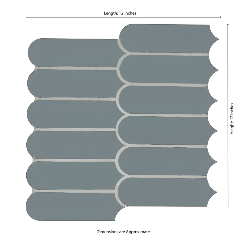 Cielo Azul Scallop 12"x12" Glossy Porcelain Mosaic Floor and Wall Tile - MSI Collection