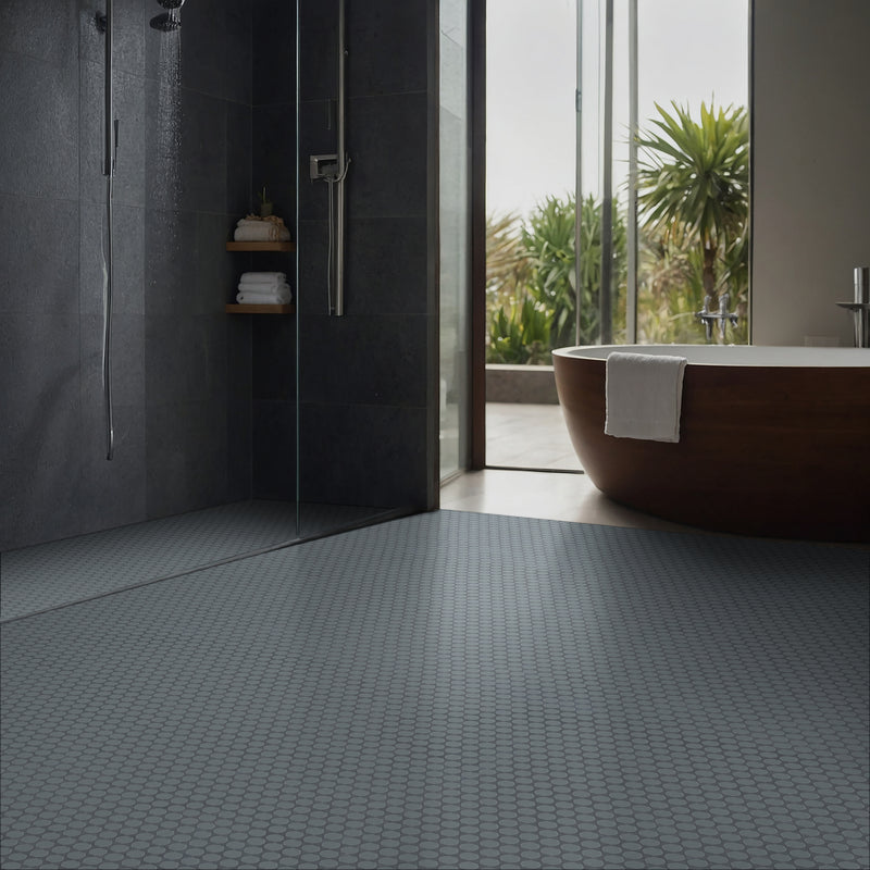 Cielo Azul Pennyround 11"x12" Glossy Porcelain Mosaic Floor and Wall Tile - MSI Collection