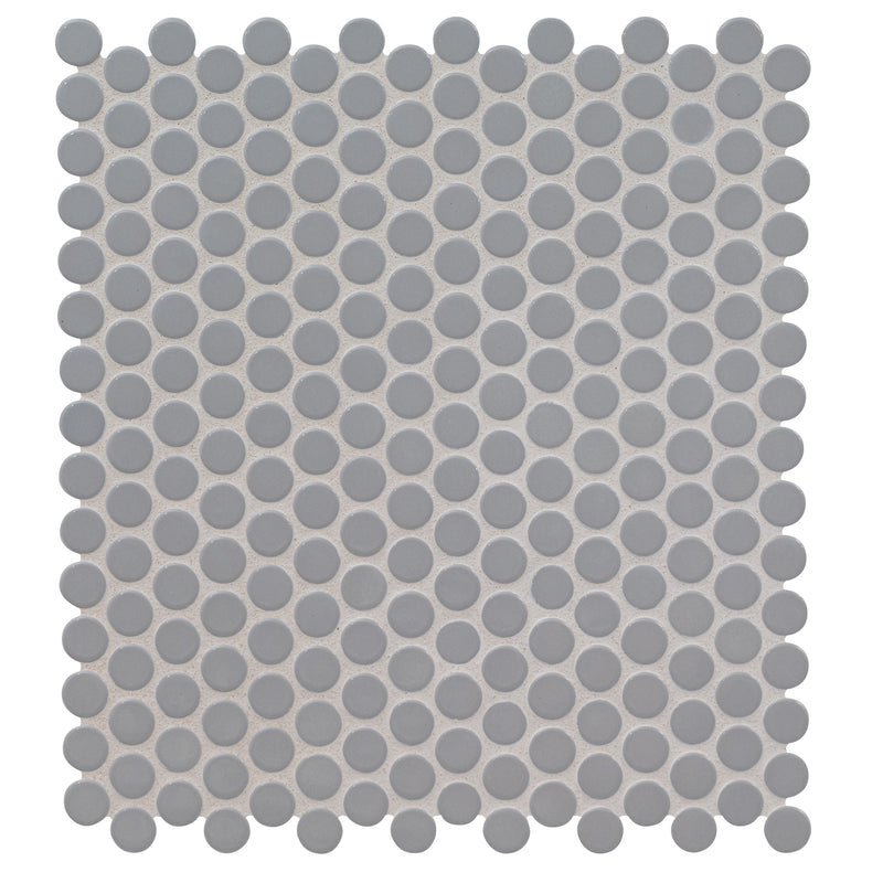 Gray Glossy 12"x12" Penny Round Mosaic Floor and Wall Tile - MSI Collection wall view