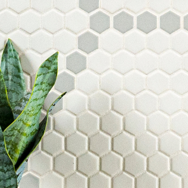 White and Gray Hive Pattern 11.73"x11.85" Matte Porcelain Floor and Wall Tile - MSI Collection plant view