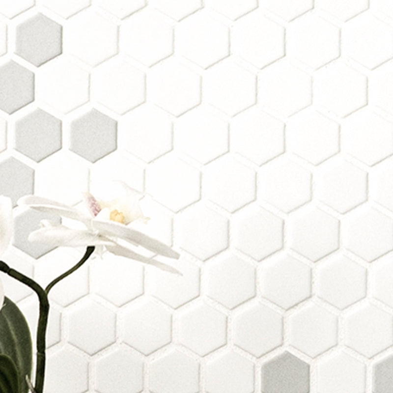 White and Gray Mod Petal Pattern 11.73"x11.85" Matte Porcelain Floor and Wall Tile - MSI Collection bath view 3