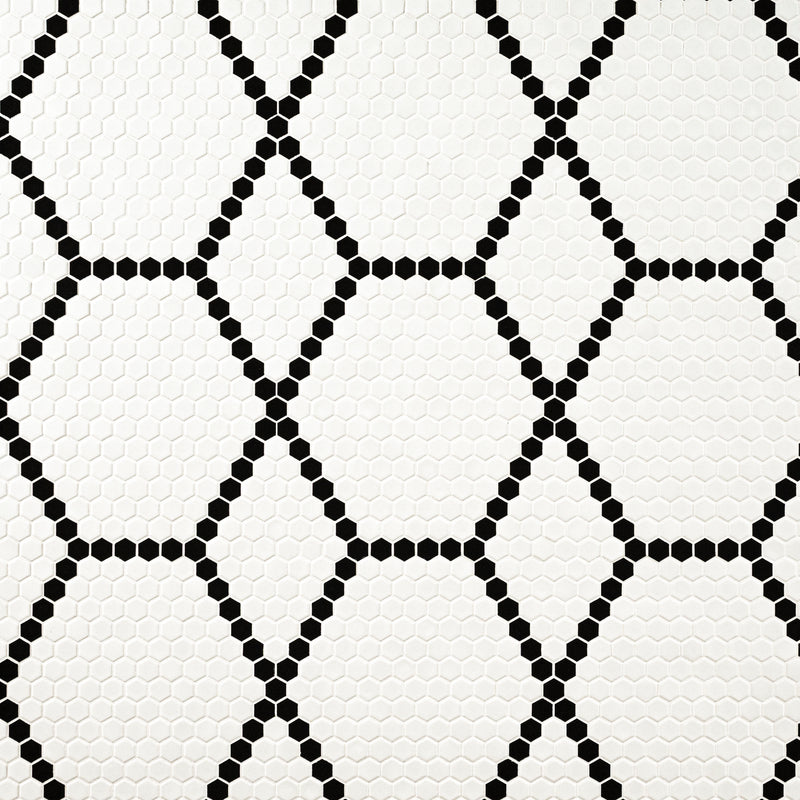 White and Black Hive Pattern 11.73"x11.85" Matte Porcelain Floor and Wall Tile - MSI Collection tile view 2