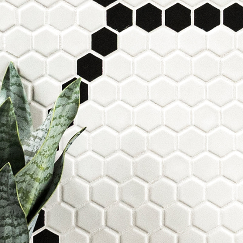 White and Black Hive Pattern 11.73"x11.85" Matte Porcelain Floor and Wall Tile - MSI Collection bathroom view 2