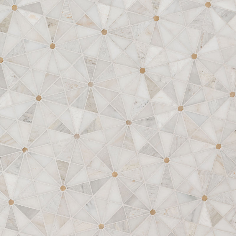 Elegante 10"x12" Pinwheel Gold Polished Stone Mosaic Floor And Wall Tile - MSI Collection angle view