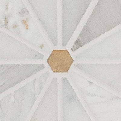 Elegante 10"x12" Pinwheel Gold Polished Stone Mosaic Floor And Wall Tile - MSI Collection closeup view
