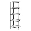 Black Metal Frame Glass Shelf Bookcase 4-Shelves Shelving Unit