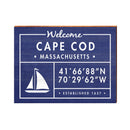Cape Cod, Massachusetts Navy Wooden Welcome Sign w/ Sailboat | Wall Art Print on Real Wood