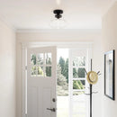 Solaria 1-Light Dark Brown Farmhouse Semi Flush Mount Ceiling Light