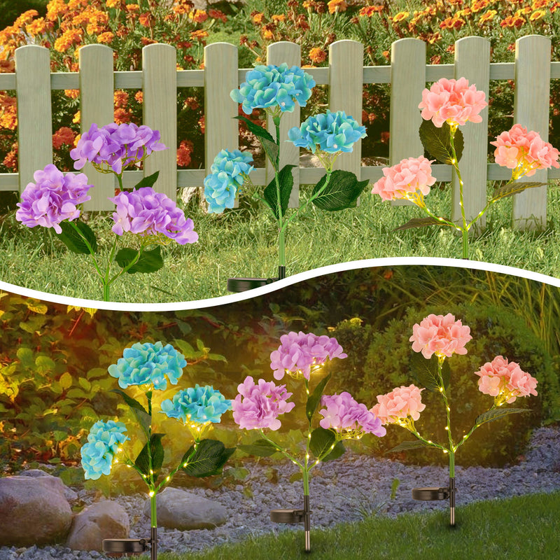 2-Pack Solar Powered Hydrangea Pathway Light