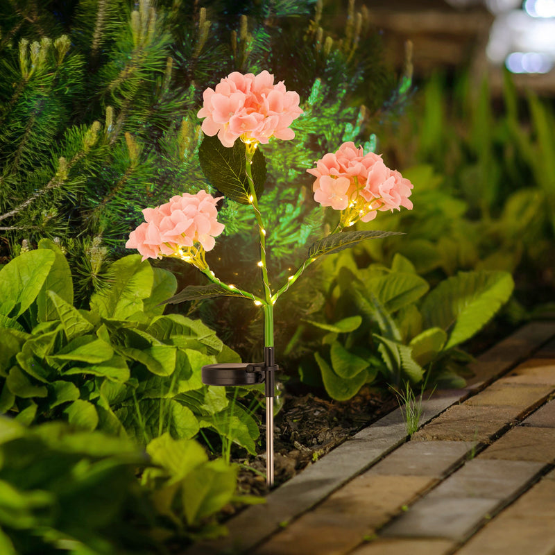 2-Pack Solar Powered Hydrangea Pathway Light