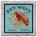 Key West Conch Blue Latitude Longitude Coaster Set