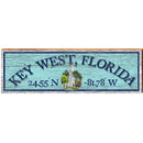 Key West Florida Lighthouse Blue Latitude Longitude | Wall Art Print on Real Wood
