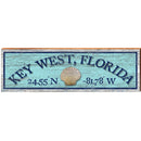 Key West Florida Shell Blue Latitude Longitude | Wall Art Print on Real Wood