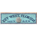 Key West Florida Sand Dollar Blue Latitude Longitude | Wall Art Print on Real Wood