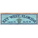 Key West Florida Sea Turtle Blue Latitude Longitude | Wall Art Print on Real Wood