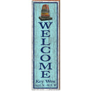 Welcome Key West Southern Point Blue Latitude Longitude | Wall Art Print on Real Wood