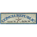 Conch Republic Starfish Blue/Yellow Latitude Longitude | Wall Art Print on Real Wood