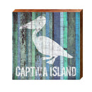 Captiva Island Pelican Blue Boards | Wall Art Print on Real Wood