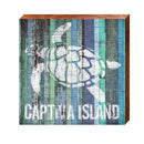 Captiva Island Sea Turtle Blue Boards | Wall Art Print on Real Wood