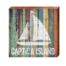 Captiva Island Sailboat Orange Boards | Wall Art Print on Real Wood
