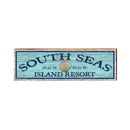 South Seas Shell Blue Latitude Longitude | Wall Art Print on Real Wood