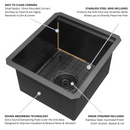 Zeek 15 x 17 Inch Gunmetal Undermount / Drop-In Workstation Sink for RV or Wet Bar 16G Stainless Steel ZW-B157